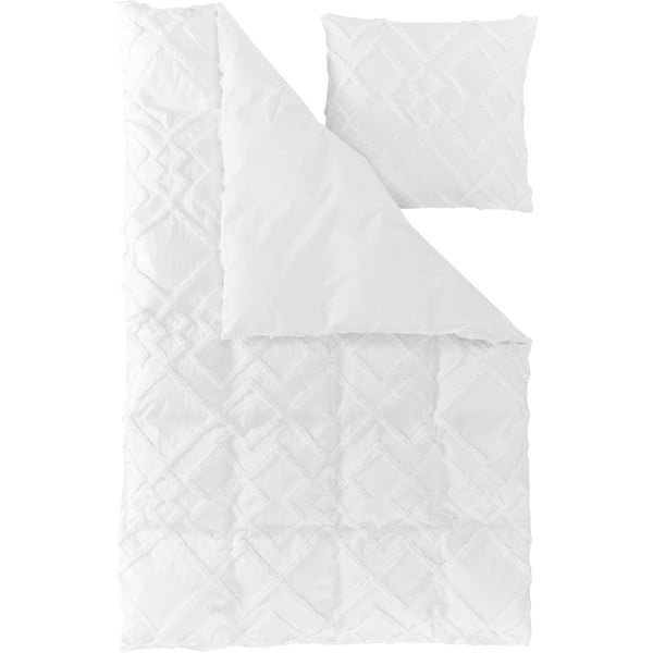 Biancheria da letto singola bianca in percalle di cotone , 135 x 200 cm Faith - Westwing Collection