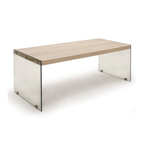 Tavolino con piano in rovere decorato in colore naturale 55x110 cm Nancy - Tomasucci