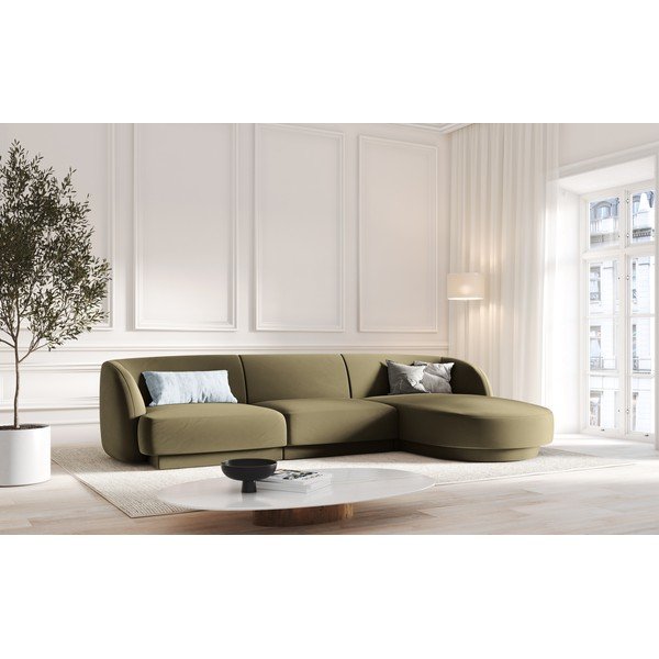 Divano angolare in velluto verde (angolo destro) Miley - Micadoni Home-image-1
