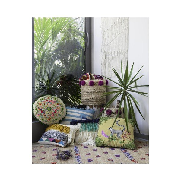 Set di 2 cesti in fibra di palma con decorazioni rosa scuro Milo Basket - Madre Selva-image-4