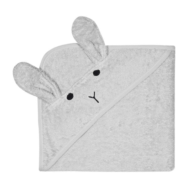 Asciugamano con cappuccio da bambini grigio in cotone 76x76 cm Rabbit – Kindsgut