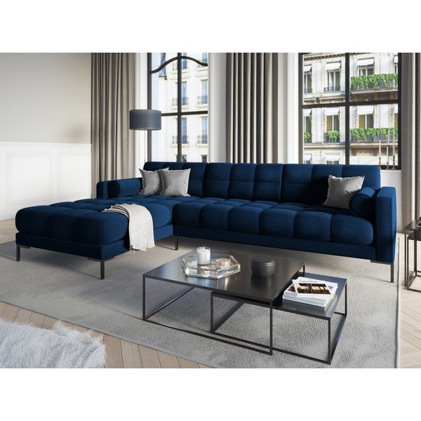 Divano angolare in velluto blu scuro, angolo sinistro Bali - Cosmopolitan Design-image-1