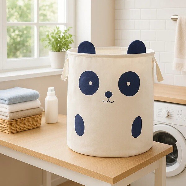 Cesta per giochi da bambino bianca in tessuto ø 38x48 cm Mimo Panda Face – Premier Housewares-image-4