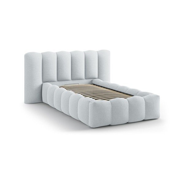 Letto singolo imbottito grigio chiaro con contenitore con rete inclusa 90x200 cm Lupine – Micadoni -image-2