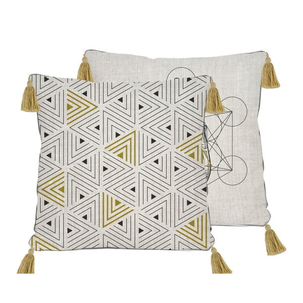 Federa reversibile con lino Symbolic Hand, 45 x 45 cm - Madre Selva-image-3