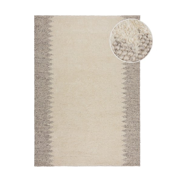 Tappeto crema tessuto a mano con lana 120x170 cm Minerals Border - Flair Rugs