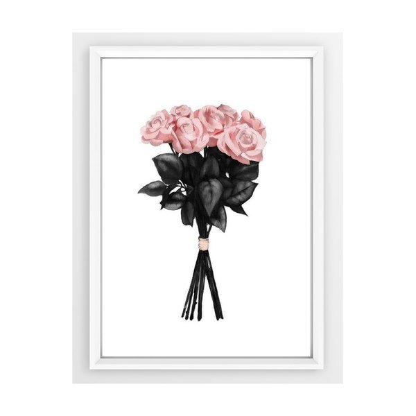 Poster in cornice bianca Pink Rose, 33,5 x 23,5 cm Pink Roses - Piacenza Art