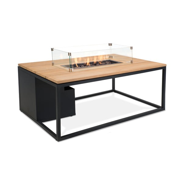 Tavolo da giardino nero con piano in teak con camino , 120 x 80 cm Cosiloft - COSI-image-2