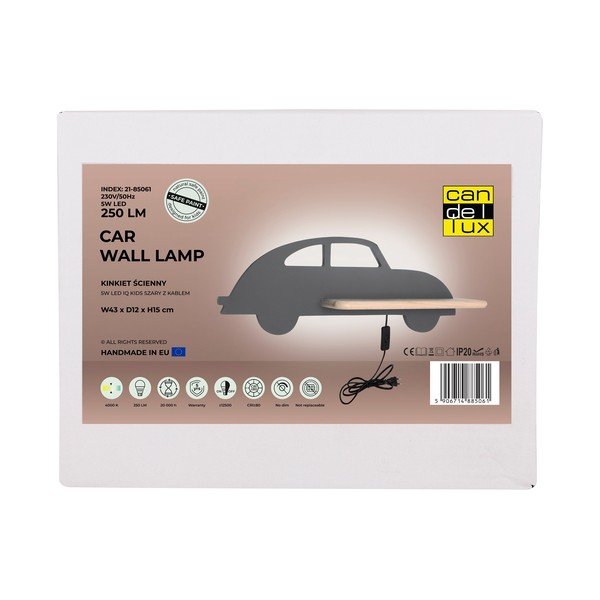 Apparecchio grigio per bambini Car - Candellux Lighting-image-2
