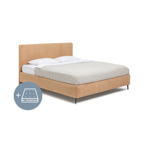 Letto matrimoniale imbottito color senape con materasso incluso/con rete inclusa 180x200 cm Noira Slim – Bonami Selection
