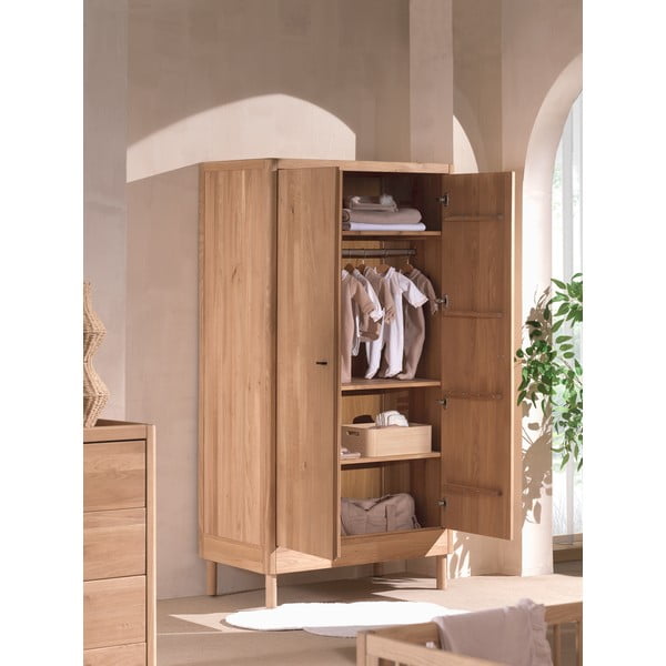 Armadio per bambini di colore naturale in rovere massiccio 100x190x55 cm Forrest – Vipack-image-4