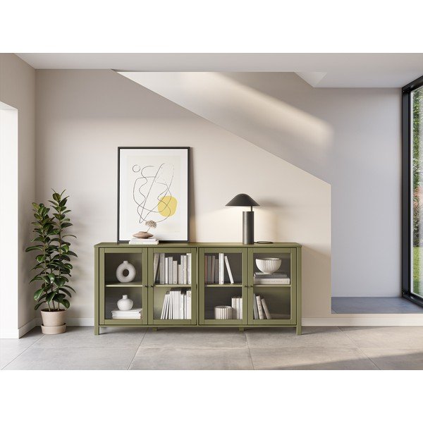 Vetrina verde in pino massiccio 186x80x40 cm Alessandra – Marckeric-image-1