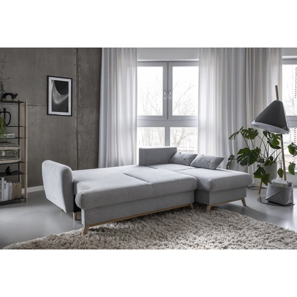 Divano angolare grigio chiaro allungabile/con contenitore (con penisola a destra/con chaise lounge) Scandic Lagom – Miuform-image-4