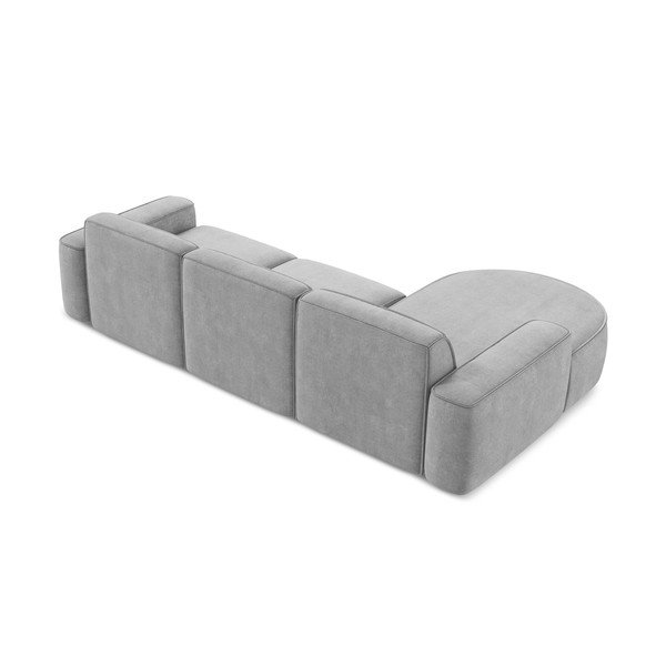 Divano angolare grigio chiaro (con penisola a sinistra/con chaise lounge) con rivestimento in ciniglia Omao – Makamii-image-3