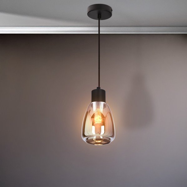 Lampadario nero con paralume in vetro ø 12 cm Moldo – Candellux Lighting-image-3