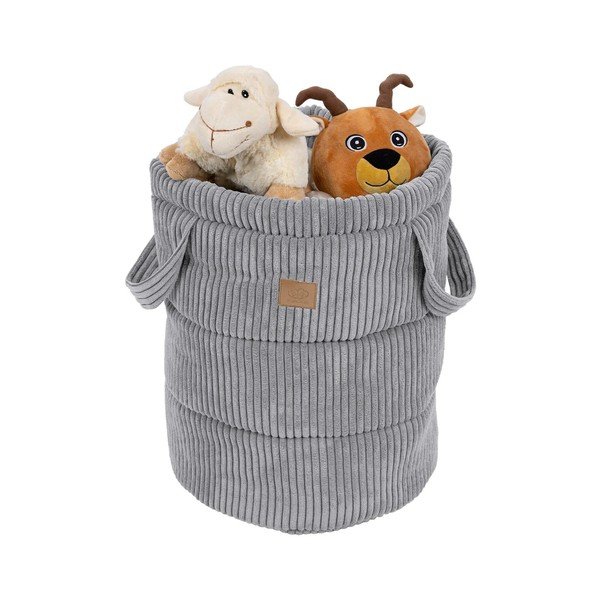 Cesta per giochi da bambino grigia in tessuto ø 39x50 cm – Meowbaby-image-1