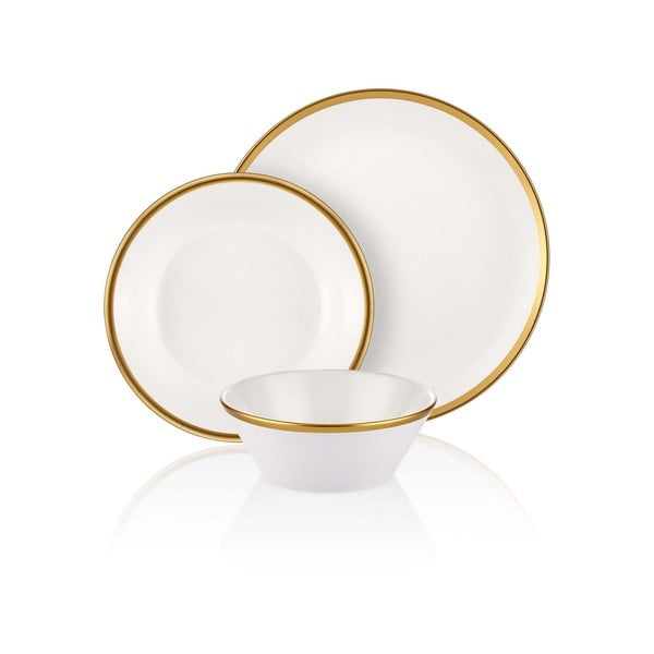 Set di 18 pezzi di piatti in porcellana Halos Gold - Mia