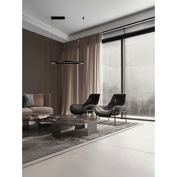 Lampadario LED nero opaco in alluminio con intensità regolabile ø 60 cm Lunette – Nova Luce-image-1