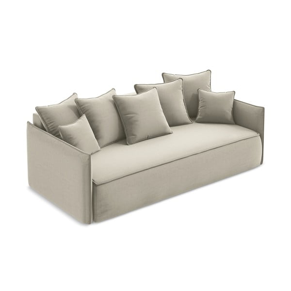 Divano beige allungabile/con contenitore con rivestimento in velluto 225 cm Hula – Makamii-image-2