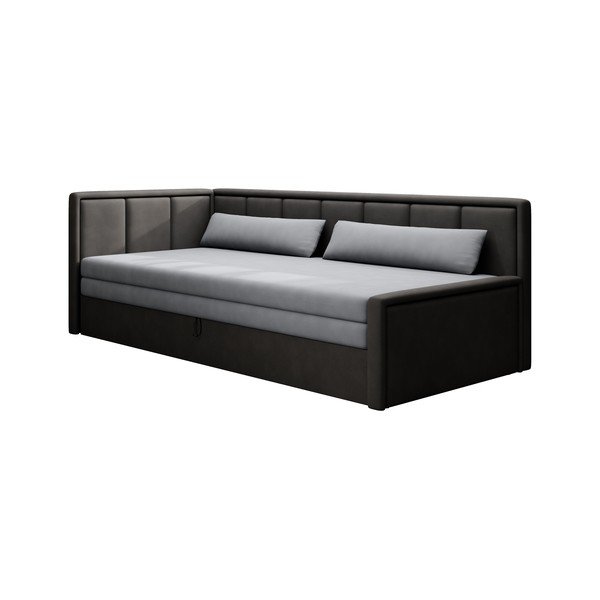 Divano grigio scuro allungabile/con contenitore e rivestimento in ciniglia 214 cm Fulgeo – ELTAP