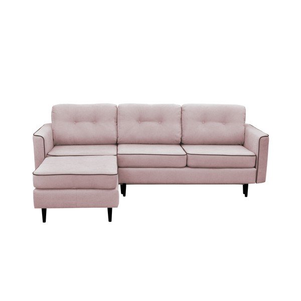 Divano letto rosa con gambe nere Dragonfly, angolo sinistro - Mazzini Sofas
