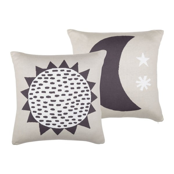 Cuscino per bambini in cotone grigio Sole e Luna, 50 x 50 cm Sun & Moon - Södahl-image-1