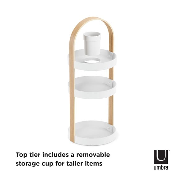 Organizer da bagno in legno in colore bianco e naturale Bellwood - Umbra-image-3