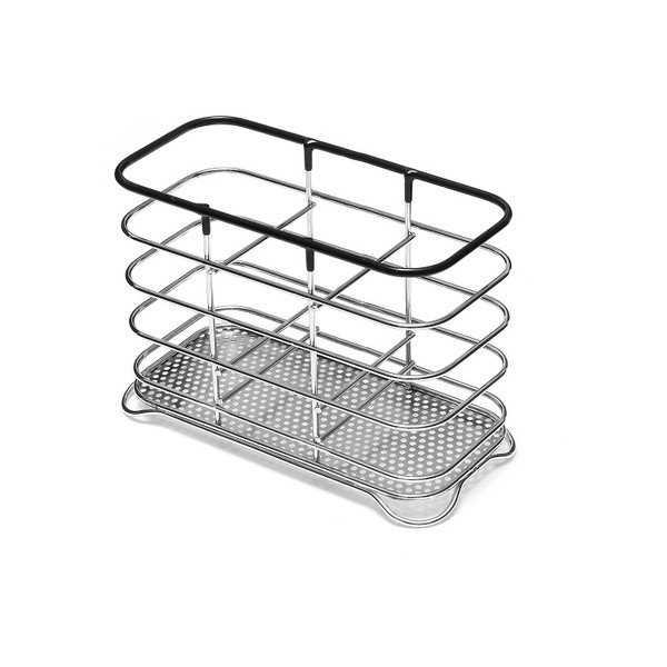 Portaposate in acciaio inox con finiture in filo nero - Addis