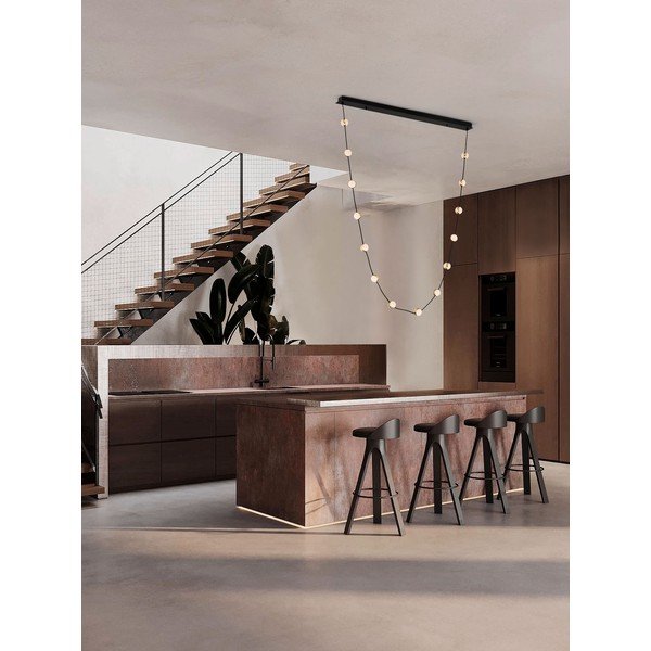 Lampadario LED nero opaco in alluminio con paralume in vetro acrilico con intensità regolabile Alcinoe – Nova Luce-image-1