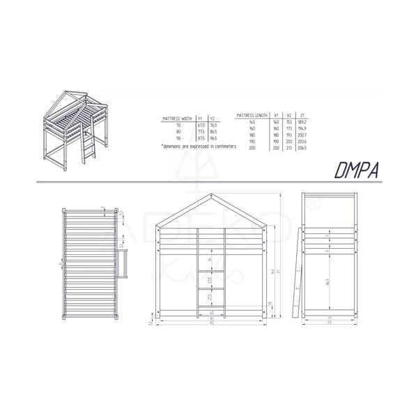 Domečková palanda z borovicového dřeva Adeko Mila DMPA, 90 x 190 cm-image-3