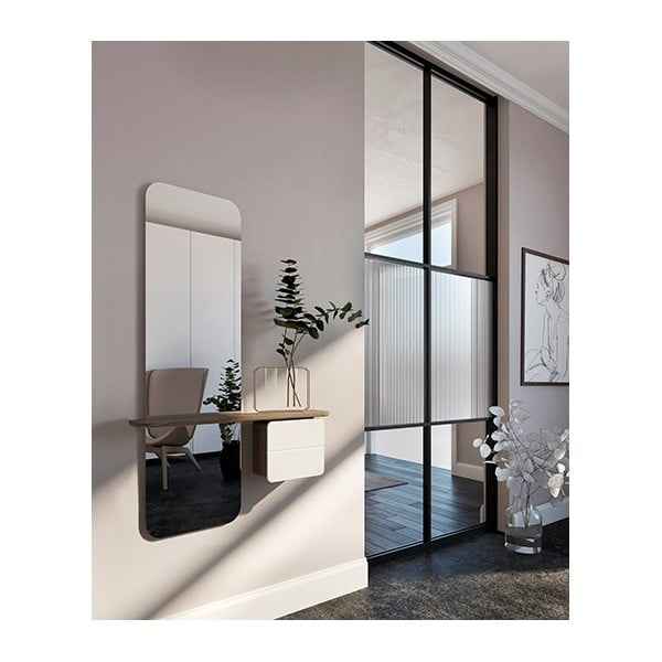 Set da corridoio bianco-marrone con decoro in rovere One More Look - UMAGE-image-4