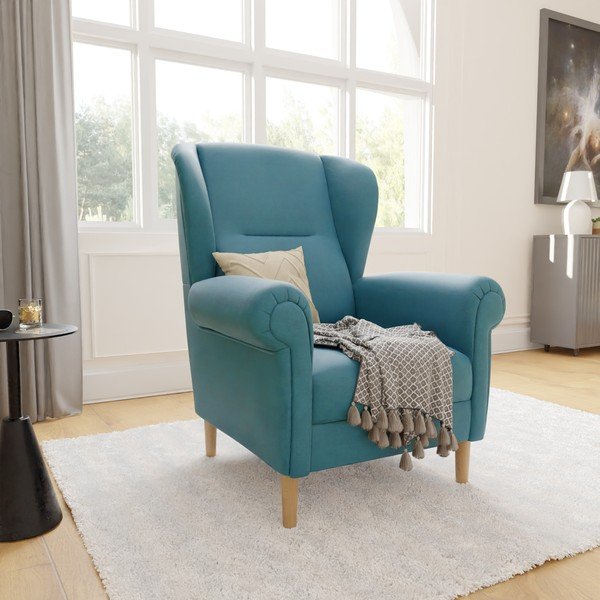 Poltrona con braccioli turchese Swan – Ropez-image-3