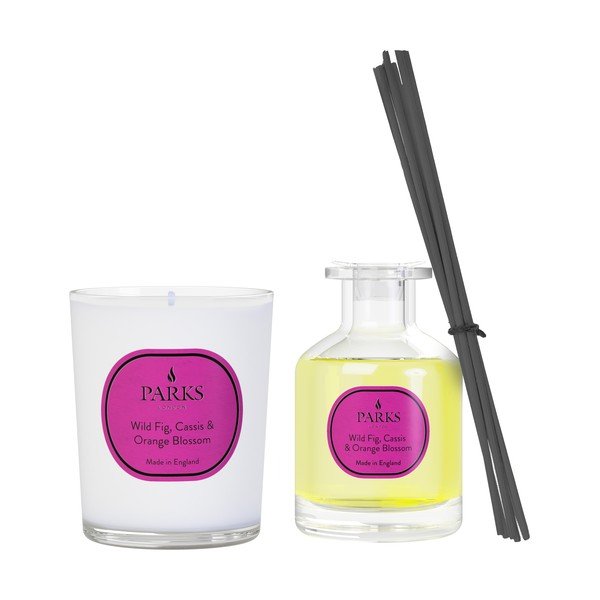 Set regalo di candela e diffusore, profumo di fico selvatico Vintage Aromatherapy - Parks Candles London