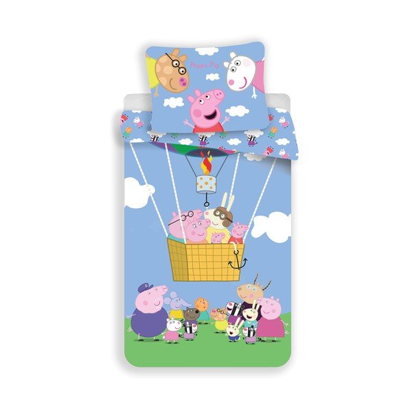 Biancheria da letto in cotone azzurro per bambini , 140 x 200 cm Peppa Pig - Jerry Fabrics
