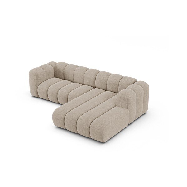 Divano angolare beige (con penisola a destra/con chaise lounge) con rivestimento in ciniglia Lupine – Micadoni -image-2