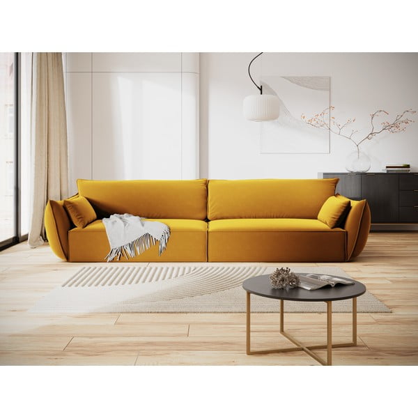 Divano color senape con rivestimento in velluto 248 cm Vanda – Mazzini Sofas-image-1