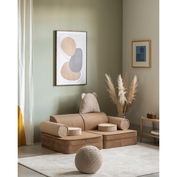 Divano per bambini marrone con rivestimento in velluto a coste 132 cm Settee – Wigiwama-image-4