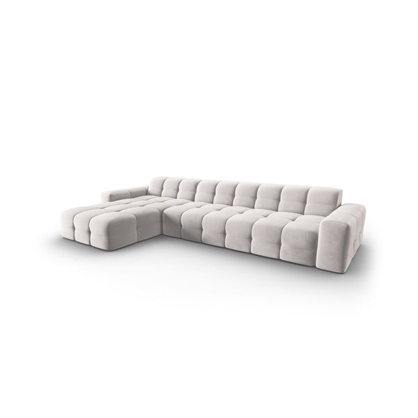 Divano angolare in velluto grigio chiaro (angolo sinistro) Kendal - Micadoni Home-image-3