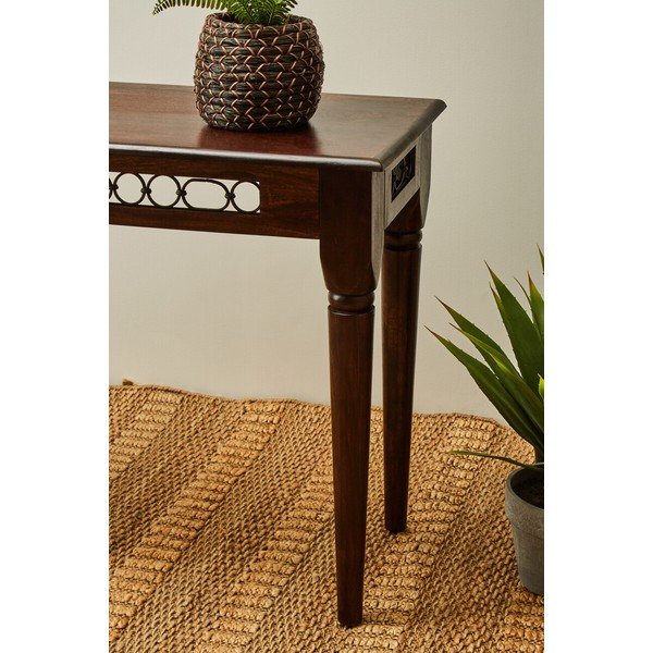 Tavolo consolle colore naturale scuro in palissandro massiccio 45x120 cm Srina – Premier Housewares-image-4