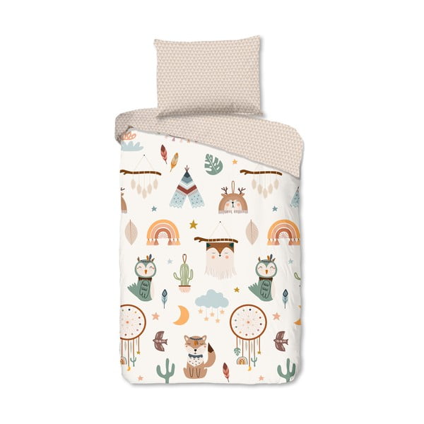 Set copripiumino e federa da bambini beige in cotone per letto singolo 140x200 cm Remi – Good Morning