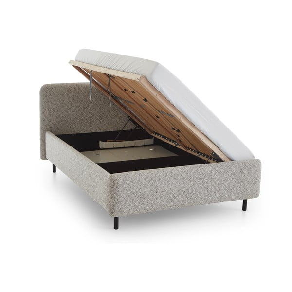 Letto matrimoniale imbottito beige con contenitore con rete inclusa 180x200 cm Primo – Meise Möbel-image-3