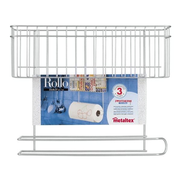 Supporto a parete con ripiano e distributore di asciugamani di carta Rollo - Metaltex-image-2