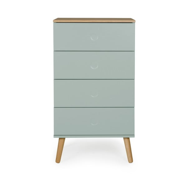 Cassettiera verde con gambe in rovere, larghezza 55 cm Dot - Tenzo