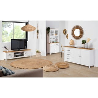 Cassettiera bassa bianca in legno di pino 150x80 cm Miranda - Marckeric