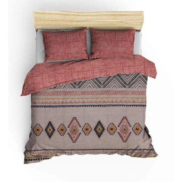 Biancheria da letto matrimoniale color rosso mattone e marrone in cotone Renforcé 240x220 cm Felix - Mijolnir-image-3