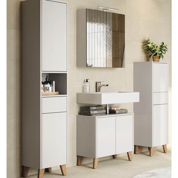 Mobile da lavabo color crema opaco 60x59 cm Arnea – Germania-image-1