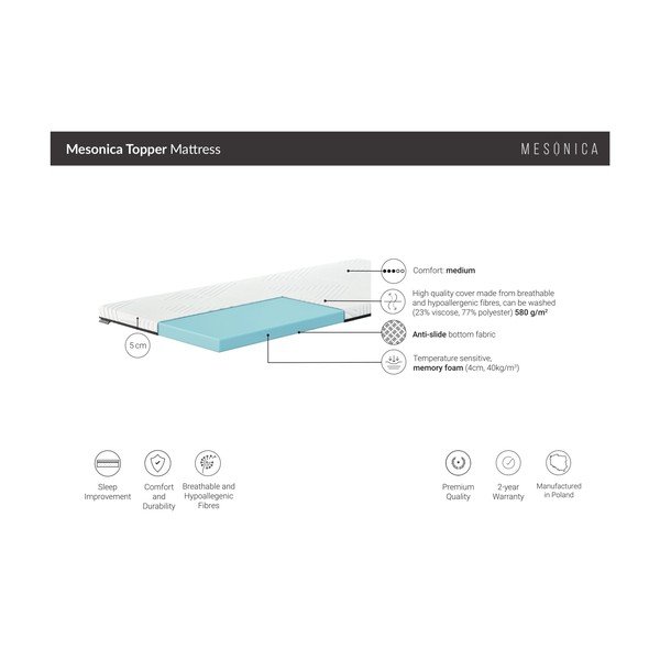 Topper in schiuma dura media 120x200 cm - MESONICA-image-3