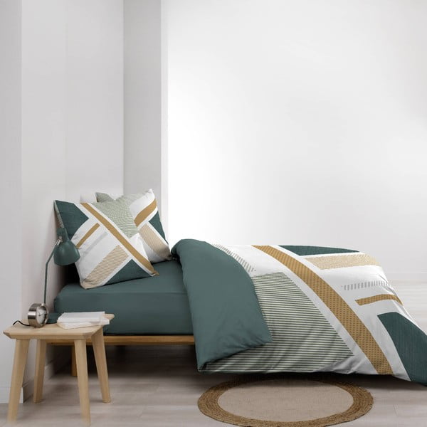 Set copripiumino e federa bianco in cotone per letto matrimoniale ed esteso 240x220 cm Zephyr – douceur d'intérieur-image-1