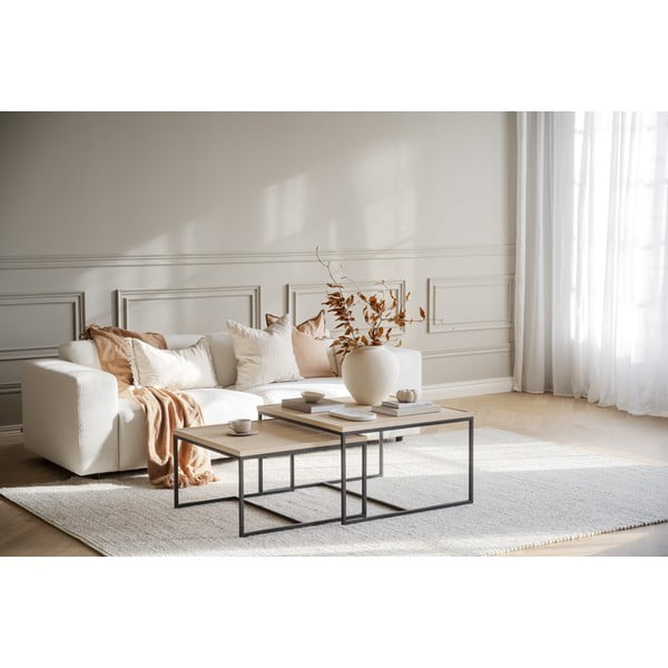 Tavolino con piano in legno di quercia in colore naturale ø 70 cm Deerfield - Rowico-image-4