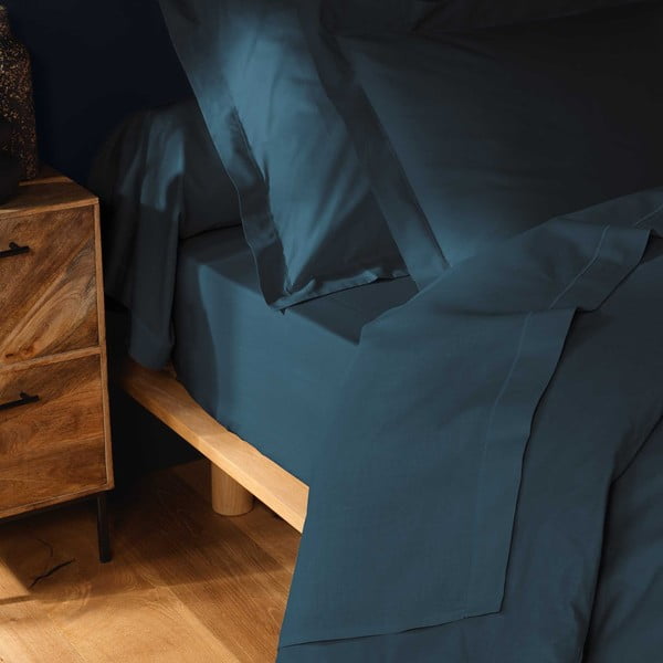 Lenzuolo con angoli blu in cotone 160x200 cm Lina – douceur d'intérieur-image-2